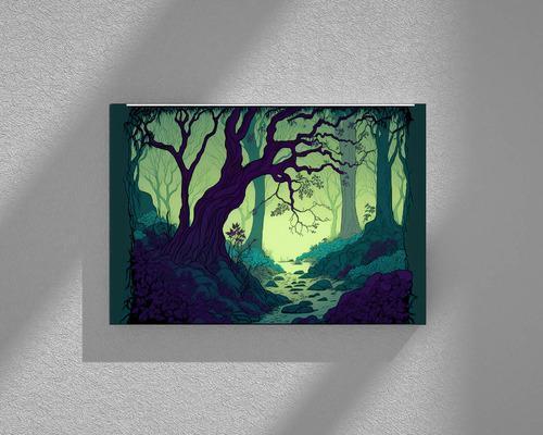 cuadro decorativo arte bosque 30x20cm