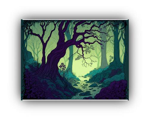 cuadro decorativo arte bosque 30x20cm